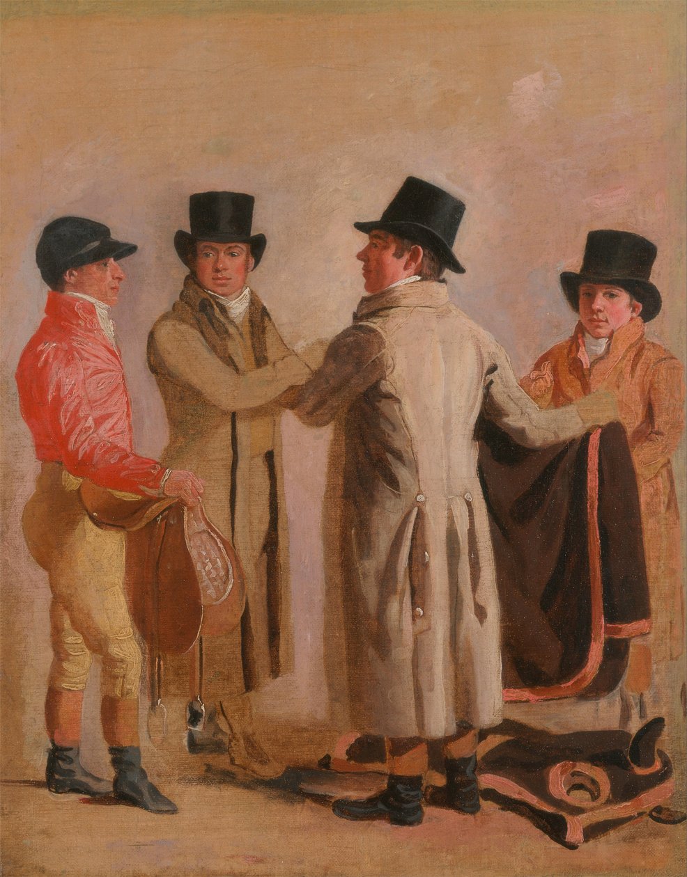 Jockeyen Frank Buckle, ejeren og opdrætteren John Wastell, hans træner Robert Robson og en stalddreng af Benjamin Marshall