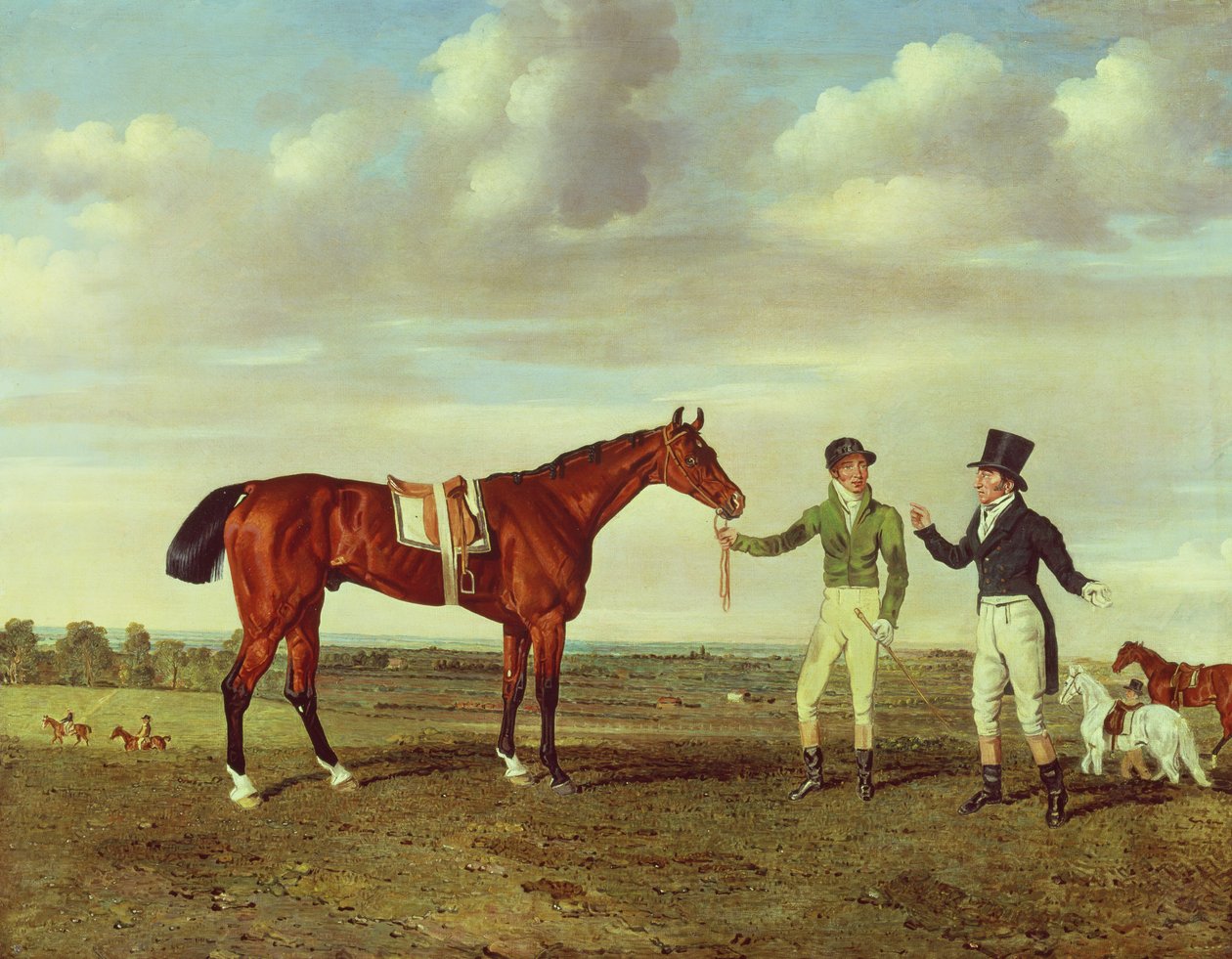 Zinganee holdt af Sam Chifney Junior med ejeren Mr. William Chifney, på Newmarket, ca. 1829 af Benjamin Marshall