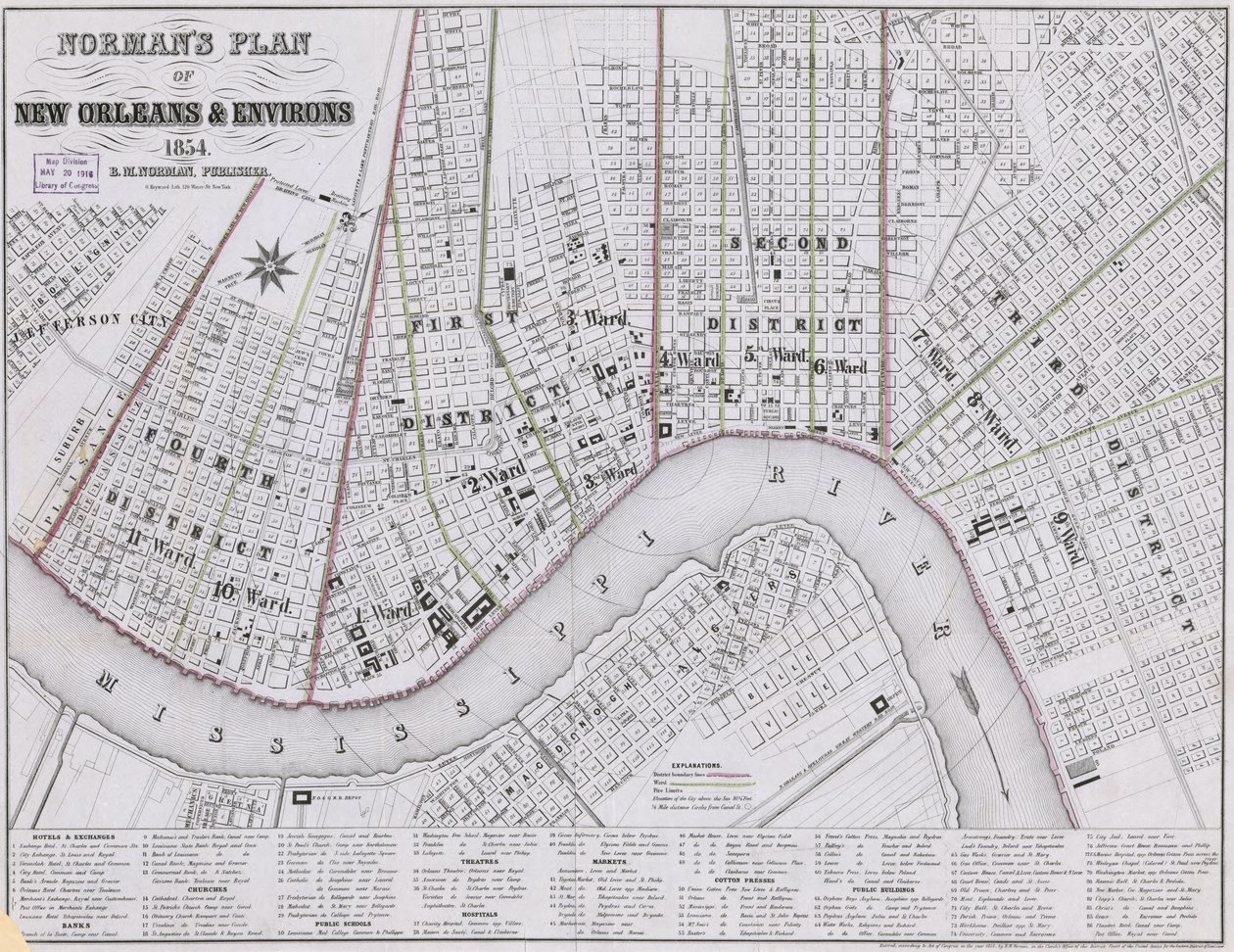 Normans plan for New Orleans og omegn af Benjamin Moore Norman