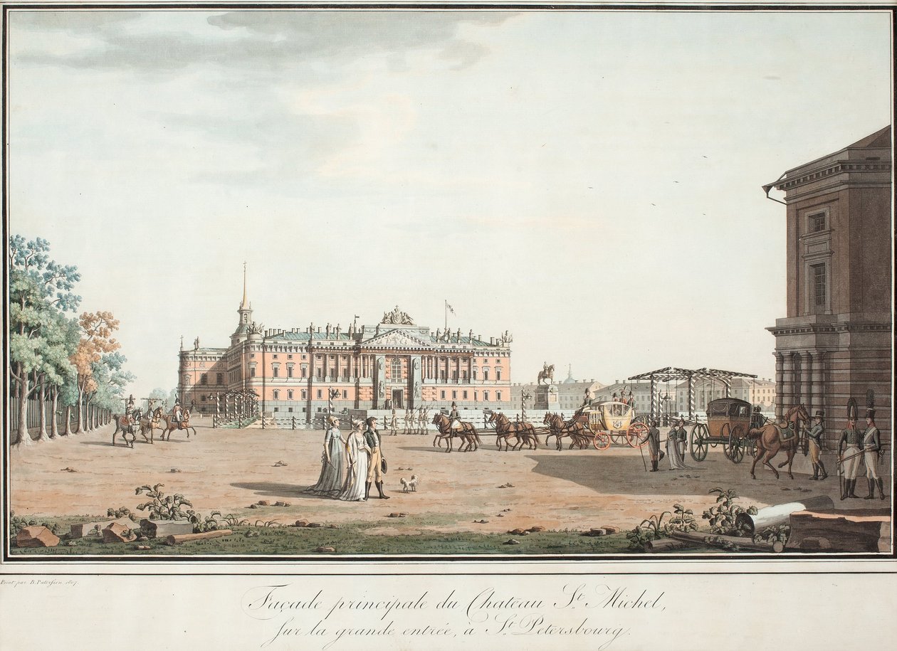 Udsigt over Michael Palace og Connetable Square i St. Petersburg, 1800 af Benjamin Paterssen