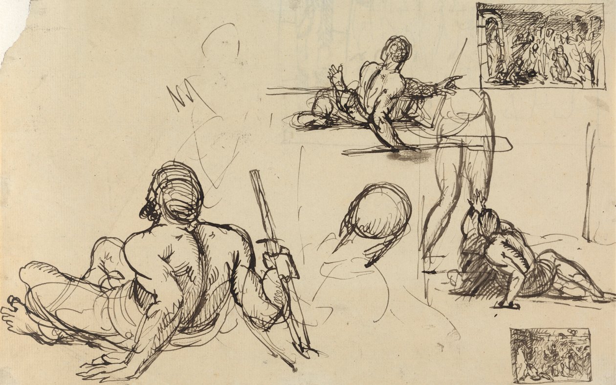 Figurstudier af en mand, der rejser sig fra jorden af Benjamin Robert Haydon