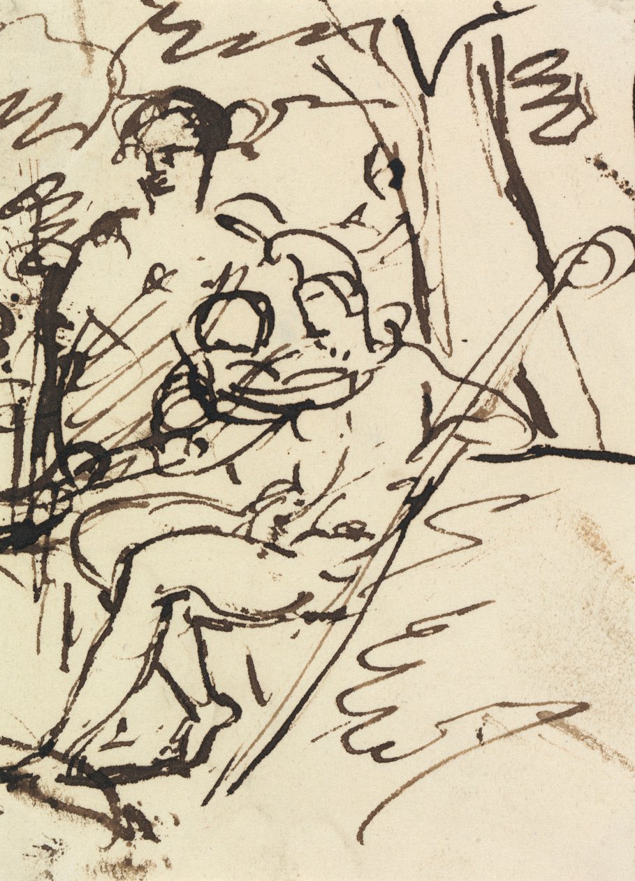 Figurstudie af en liggende soldat af Benjamin Robert Haydon