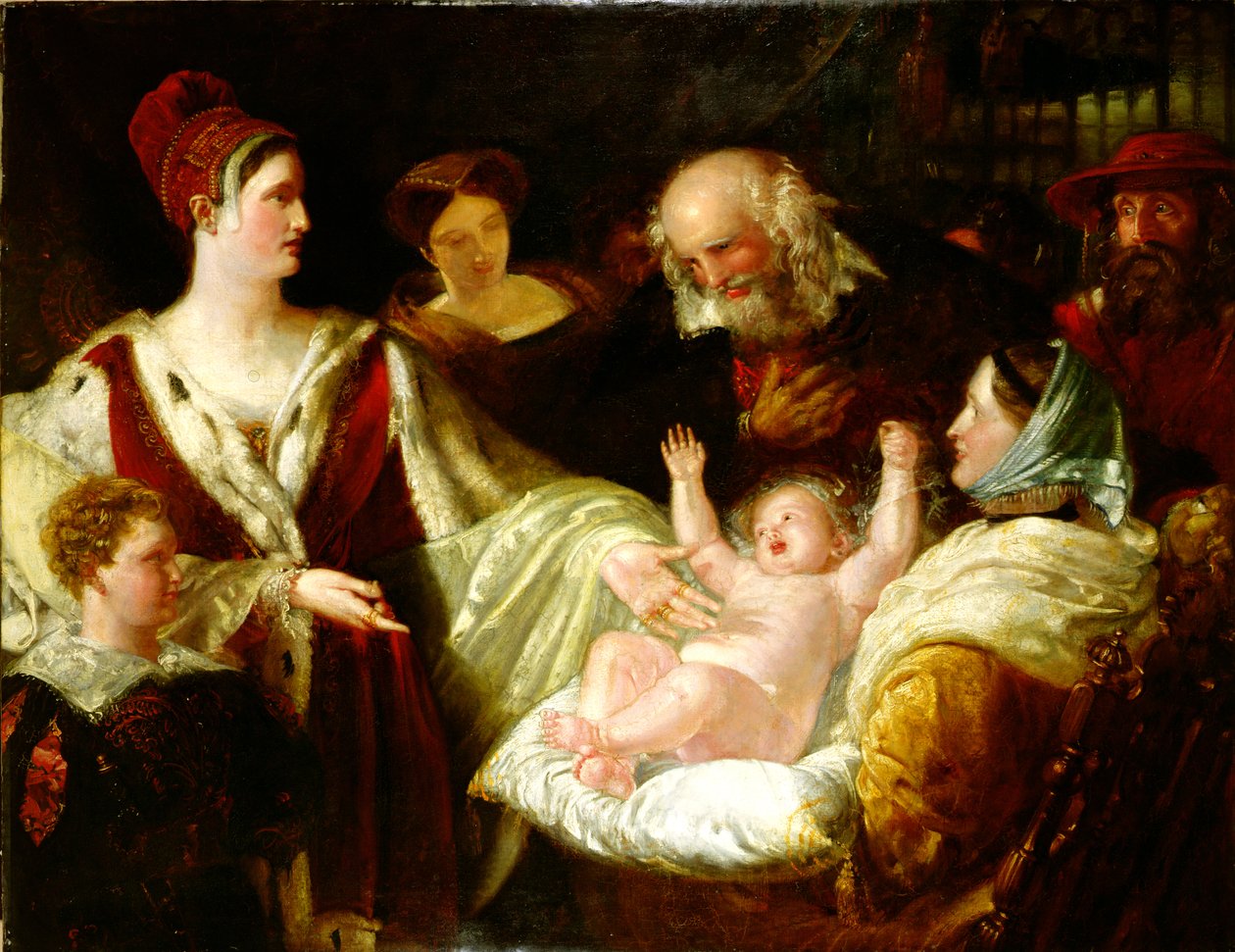 Mary Queen of Scots, når et spædbarn af Benjamin Robert Haydon