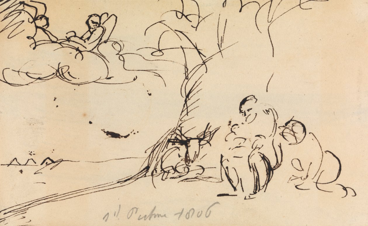 Studie af figurer, der sidder under et træ af Benjamin Robert Haydon