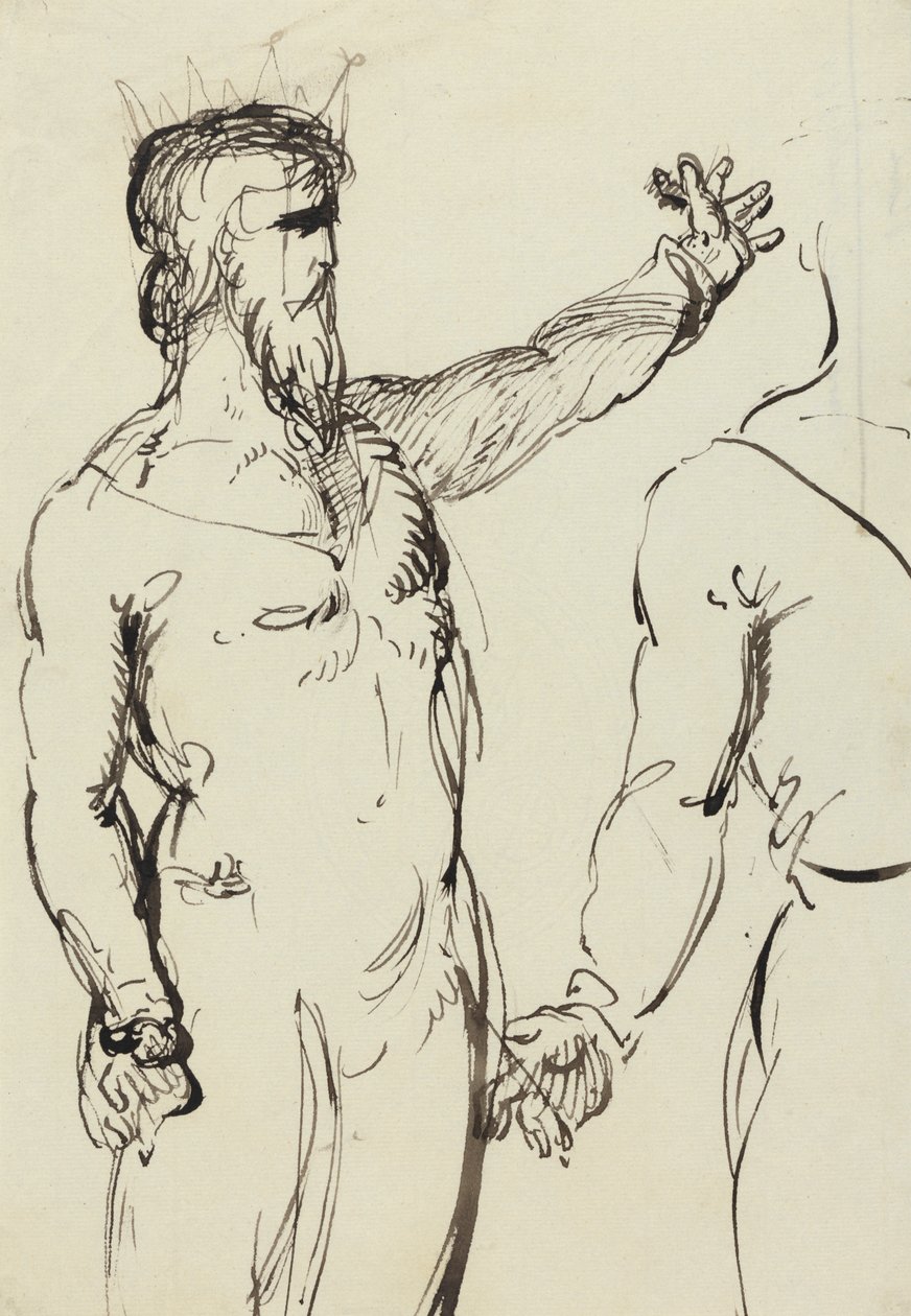 Studie af en mand med strakt arm af Benjamin Robert Haydon