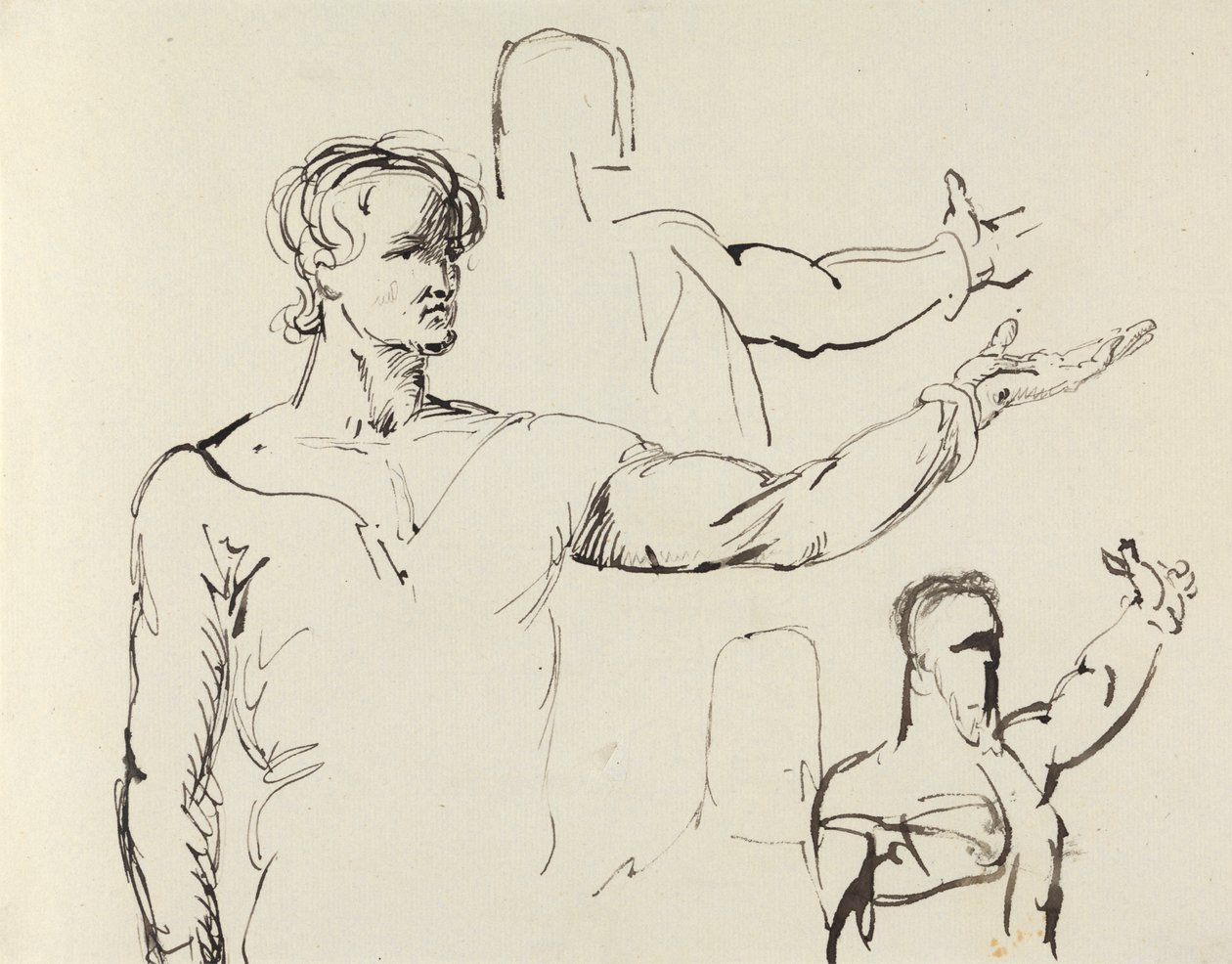 Studie af en mand med strakt arm af Benjamin Robert Haydon