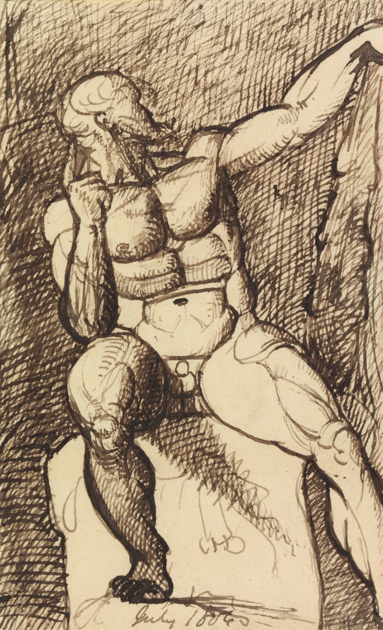Studie af en siddende nøgen mand af Benjamin Robert Haydon