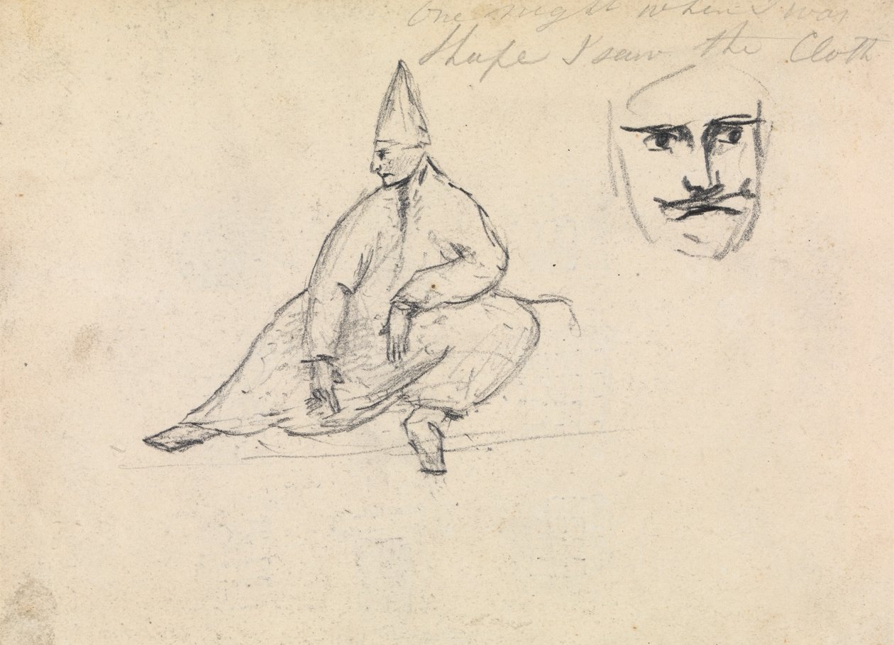Studie af en siddende mand iført en spids hat af Benjamin Robert Haydon