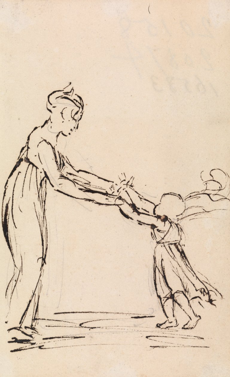 Studie af en kvinde og et barn, der leger af Benjamin Robert Haydon