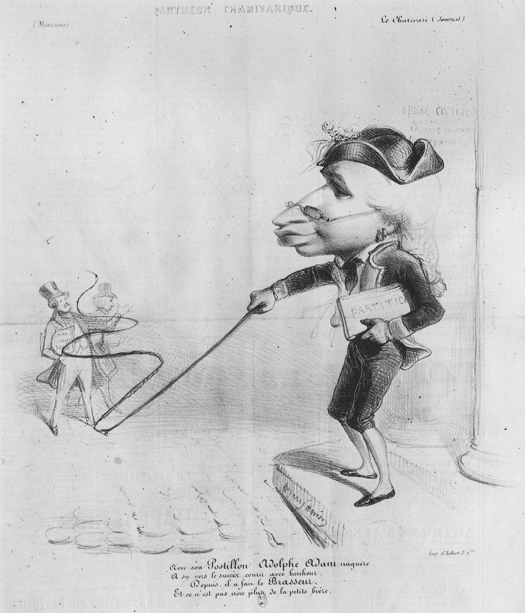 Karikatur af Adolphe Adam (1803-56), fra Pantheon Charivarique af Benjamin Roubaud