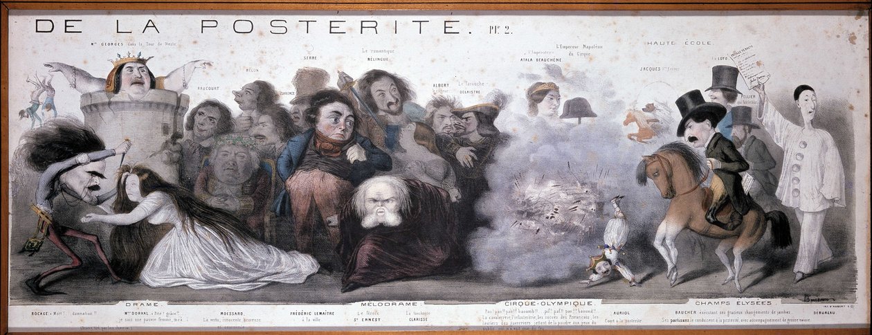 Le grand chemin de la postity: repræsentation af tragedie og komedie (Dorval, etc...) - Litografi af Benjamin Roubaud, Maison de Balzac, Paris af Benjamin Roubaud