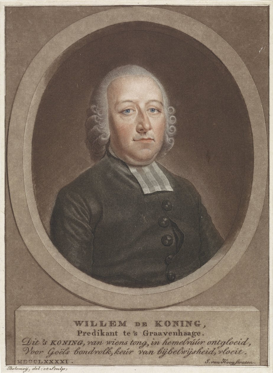 Portræt af pastor Willem de Koning af Benjamin Samuel Bolomey