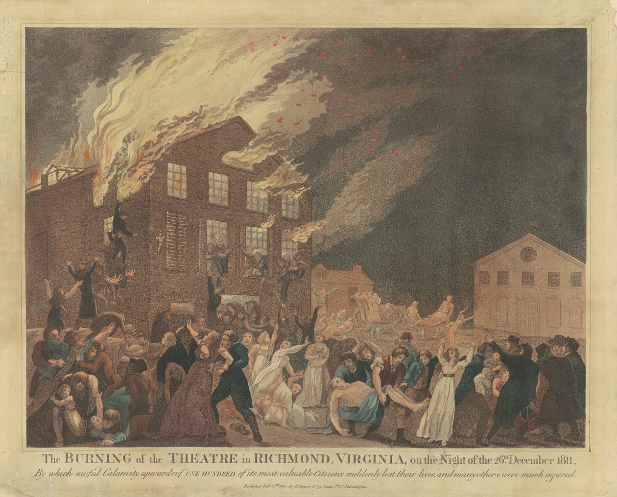 The Burning of the Theatre i Richmond, Virginia af Benjamin Tanner