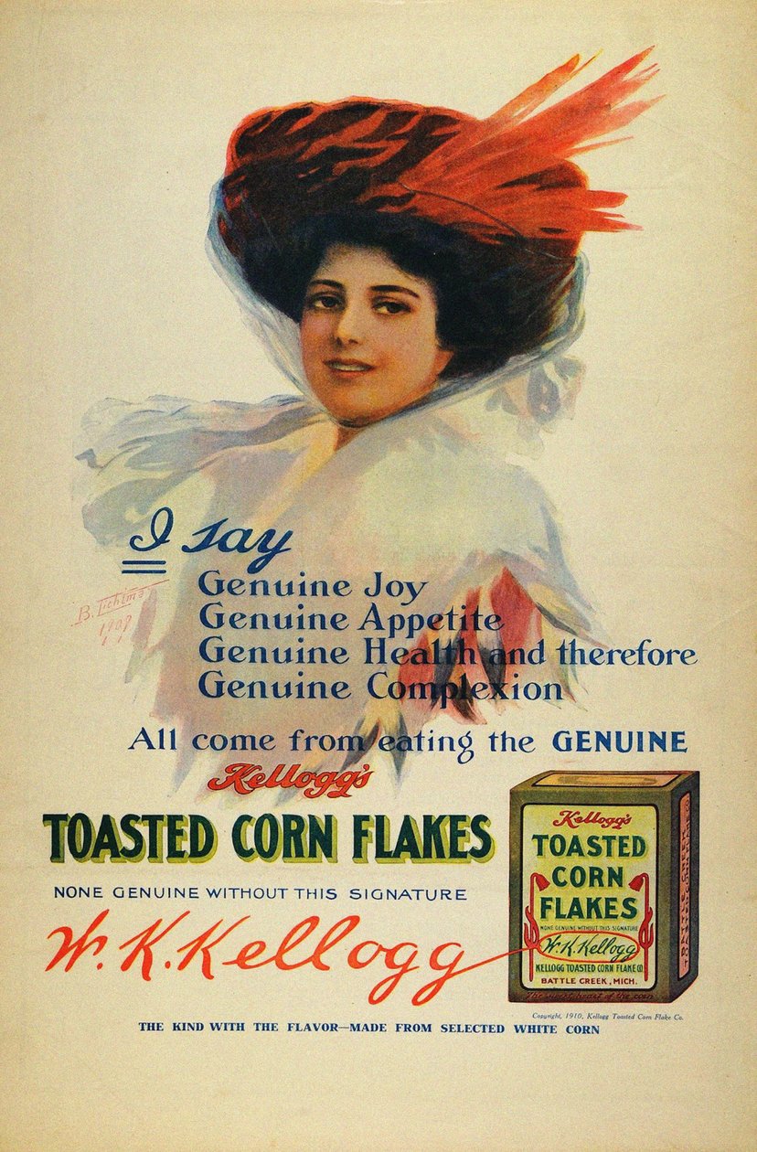 Plakat for Kelloggs Cornflakes, 1910 af Benjamin Tichtman