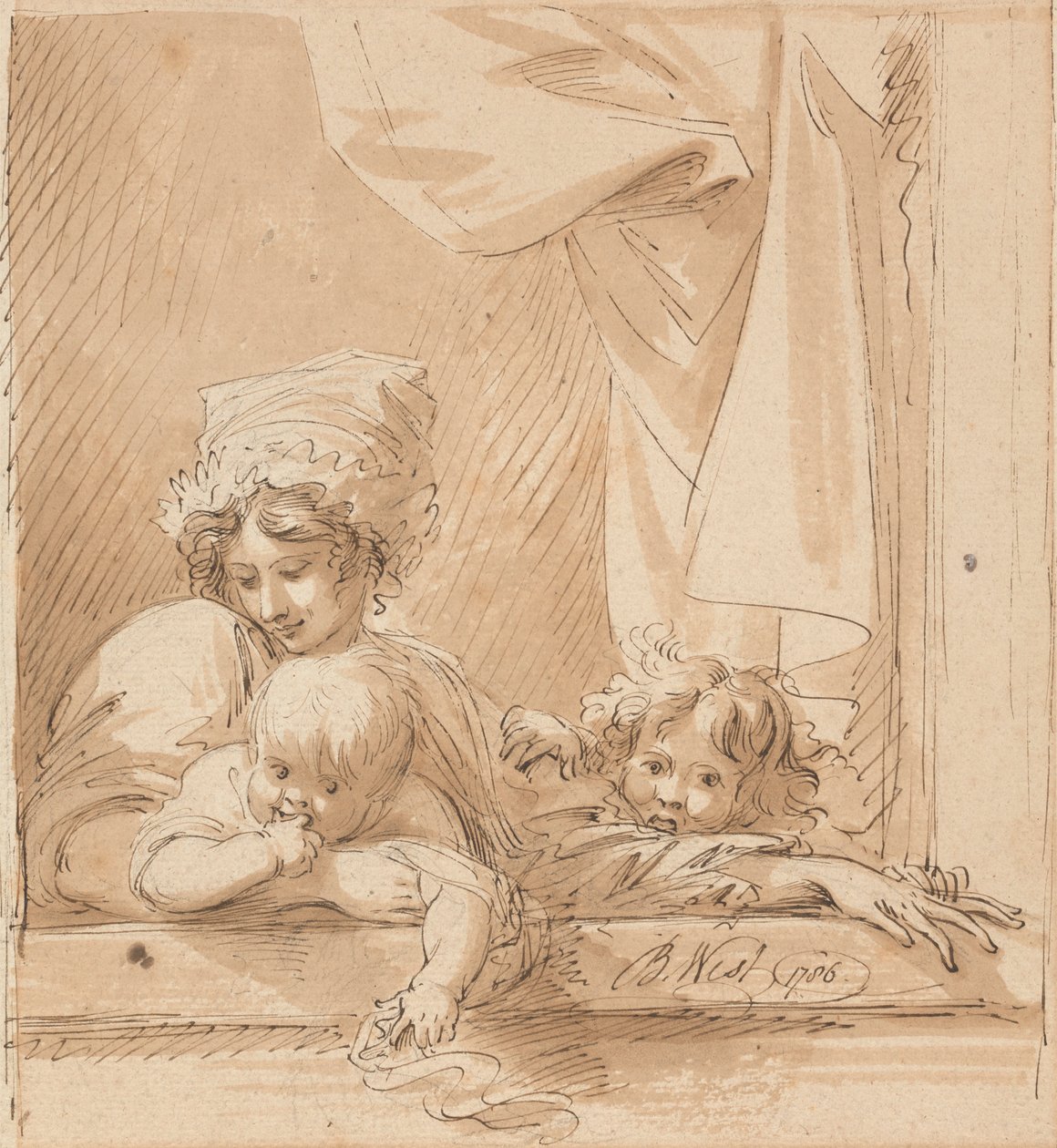 En mor og to børn af Benjamin West