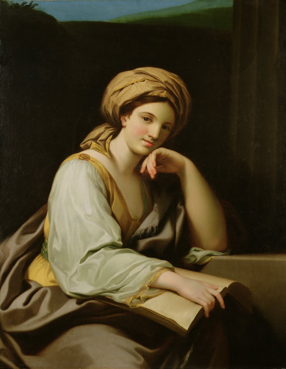 En sibylle med en bog, efter et maleri af Raphael Mengs (1728-79), ca. 1761 (olie på lærred) af Benjamin West