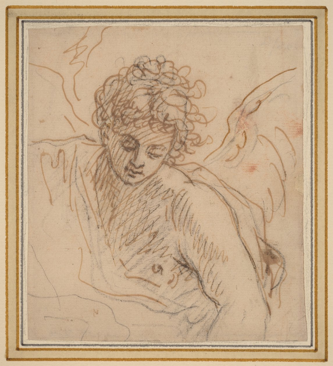 An Angel (pen og brunt blæk over sort kridt på papir) af Benjamin West
