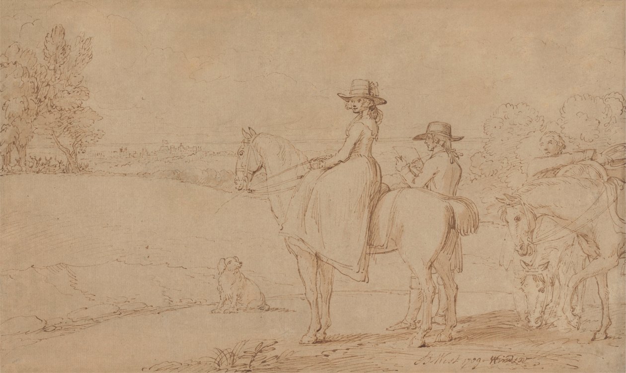 En kunstner, der skitserer i Windsor Park af Benjamin West