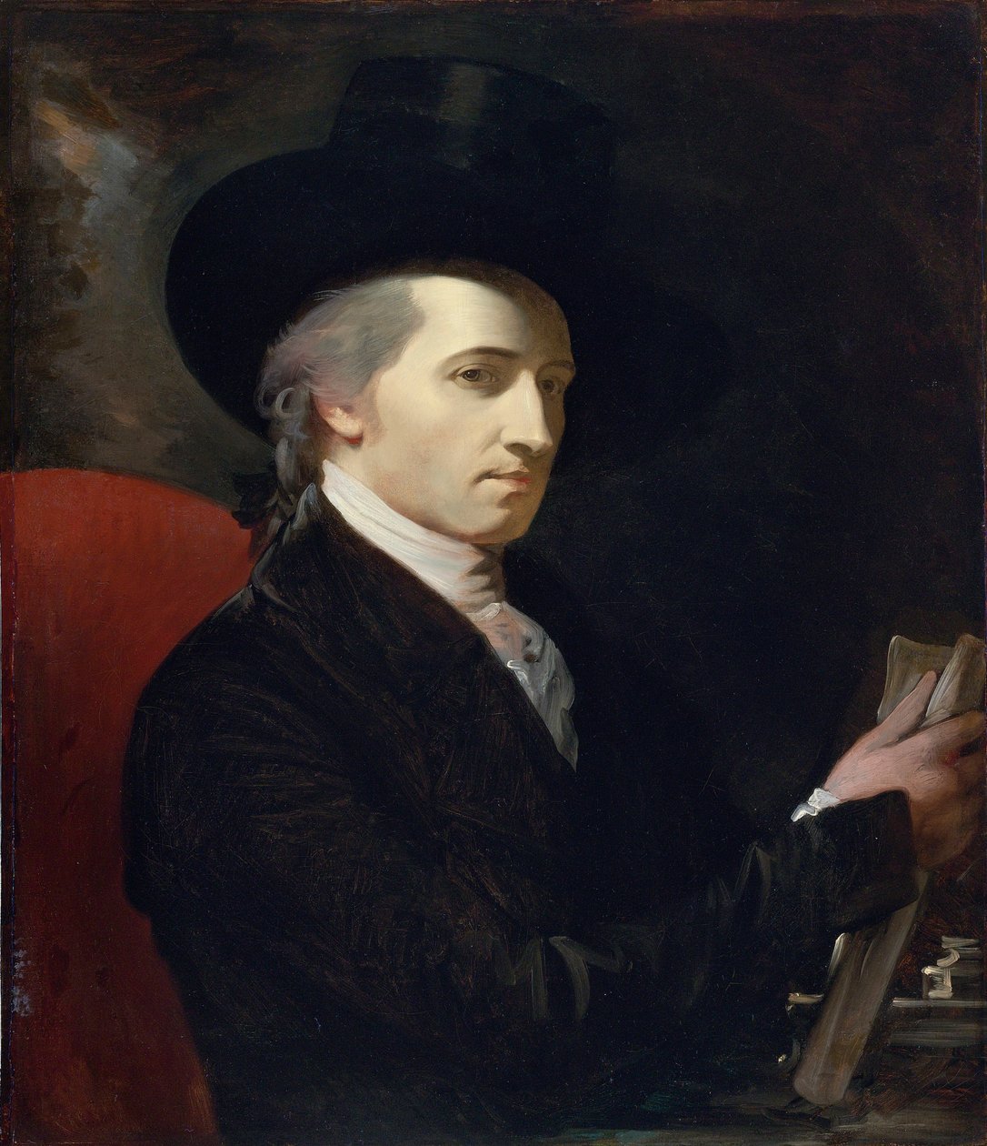 ""Selvportræt"" (Selvportræt) Maleri af Benjamin West (1738-1820) - Olie på lærred Dim 78,7x67,9 cm Privat samling af Benjamin West