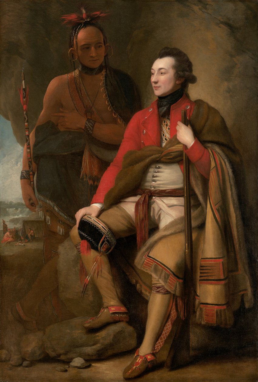 Oberst Guy Johnson og Karonghyontye (kaptajn David Hill) af Benjamin West