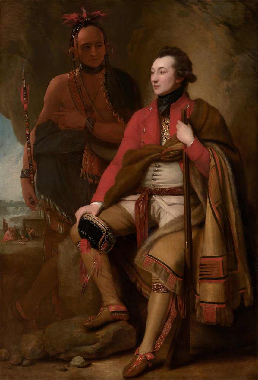 Oberst Guy Johnson og Karonghyontye (kaptajn David Hill) af Benjamin West