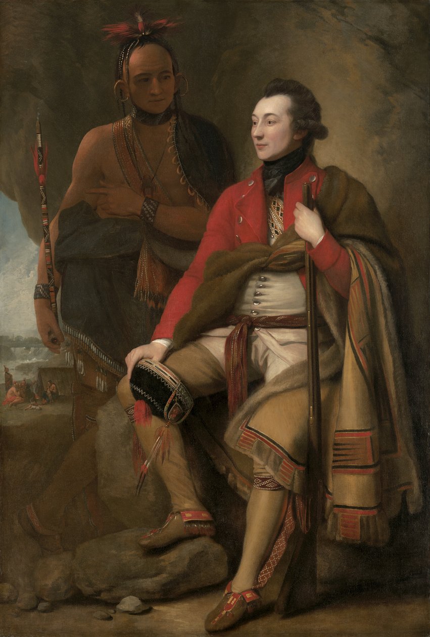 Oberst Guy Johnson og Karonghyontye (kaptajn David Hill) af Benjamin West