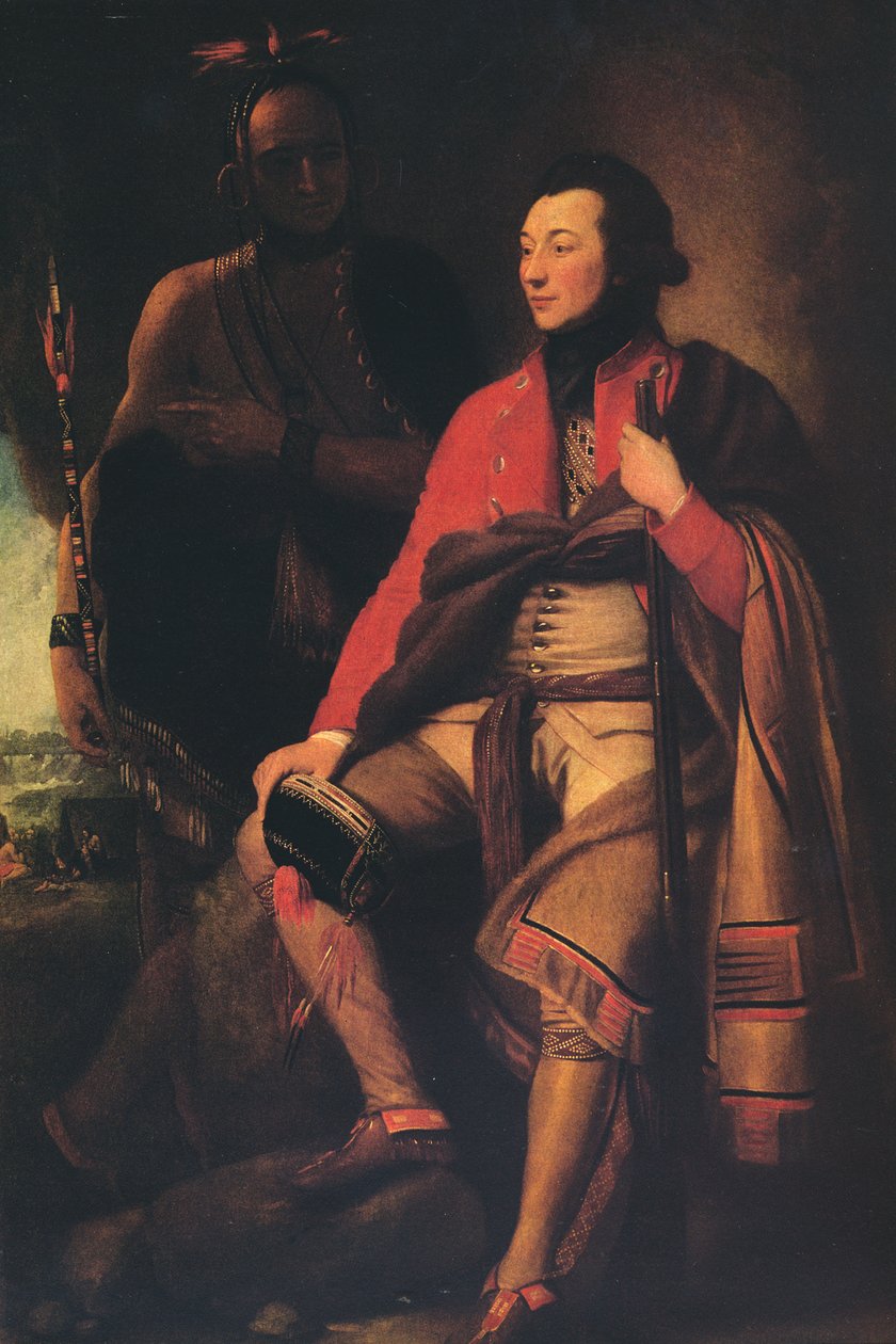 Oberst Guy Johnson og Karonghyontye-kaptajn David Hill, 1776 af Benjamin West