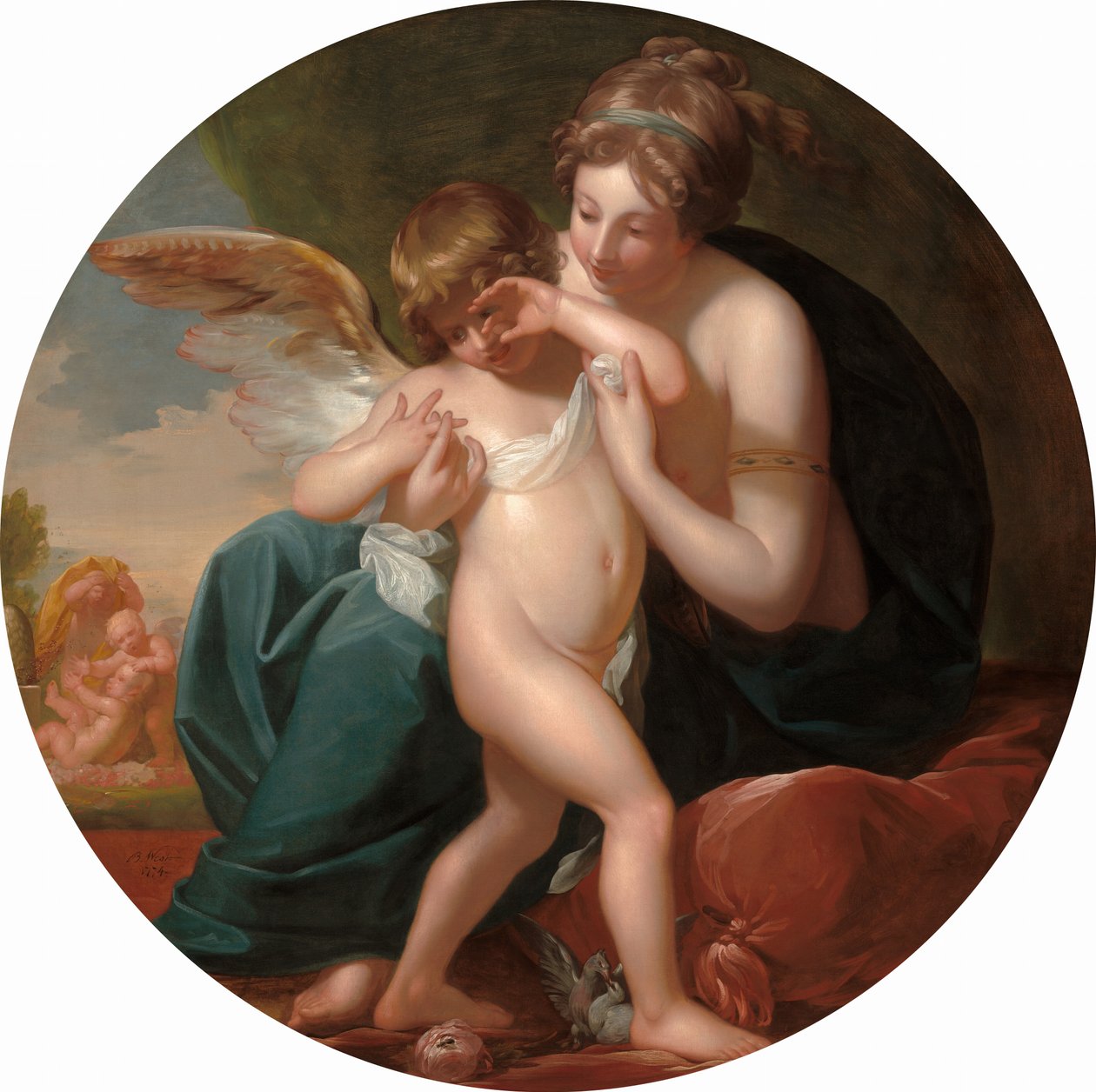 Amor, stukket af en bi, elskes af sin mor, 1774. af Benjamin West