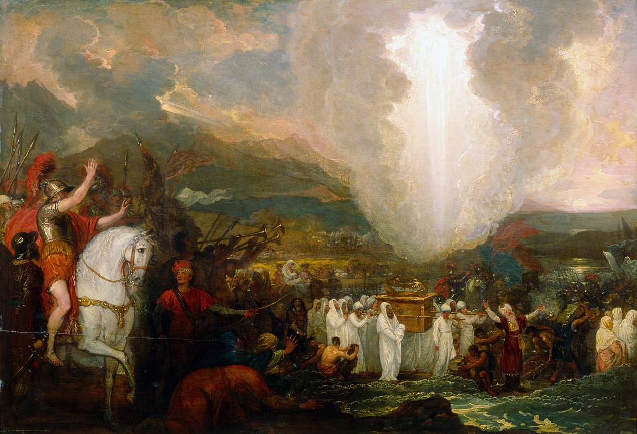 Josva passerer Jordanfloden med Pagtens Ark af Benjamin West