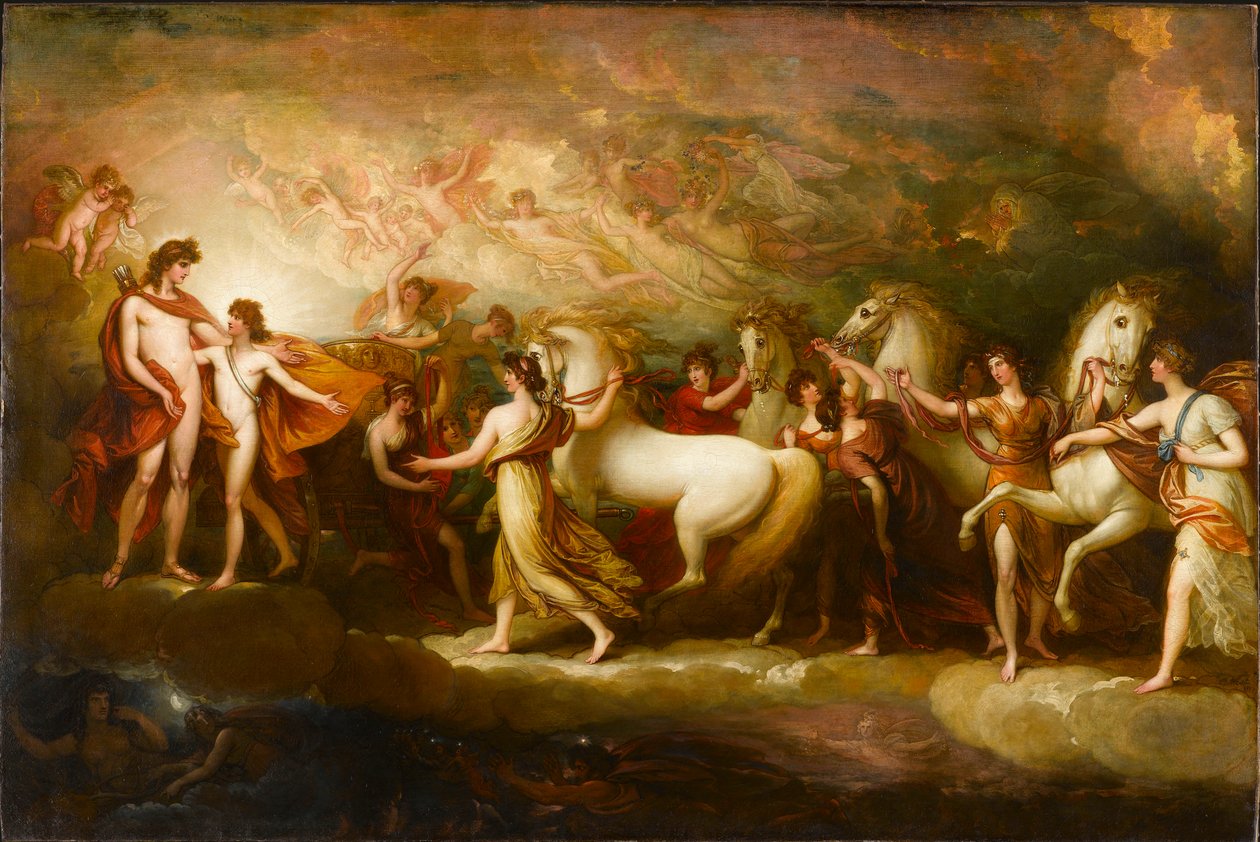 Phaeton beder Apollo om at køre Solvognen, 1804. af Benjamin West