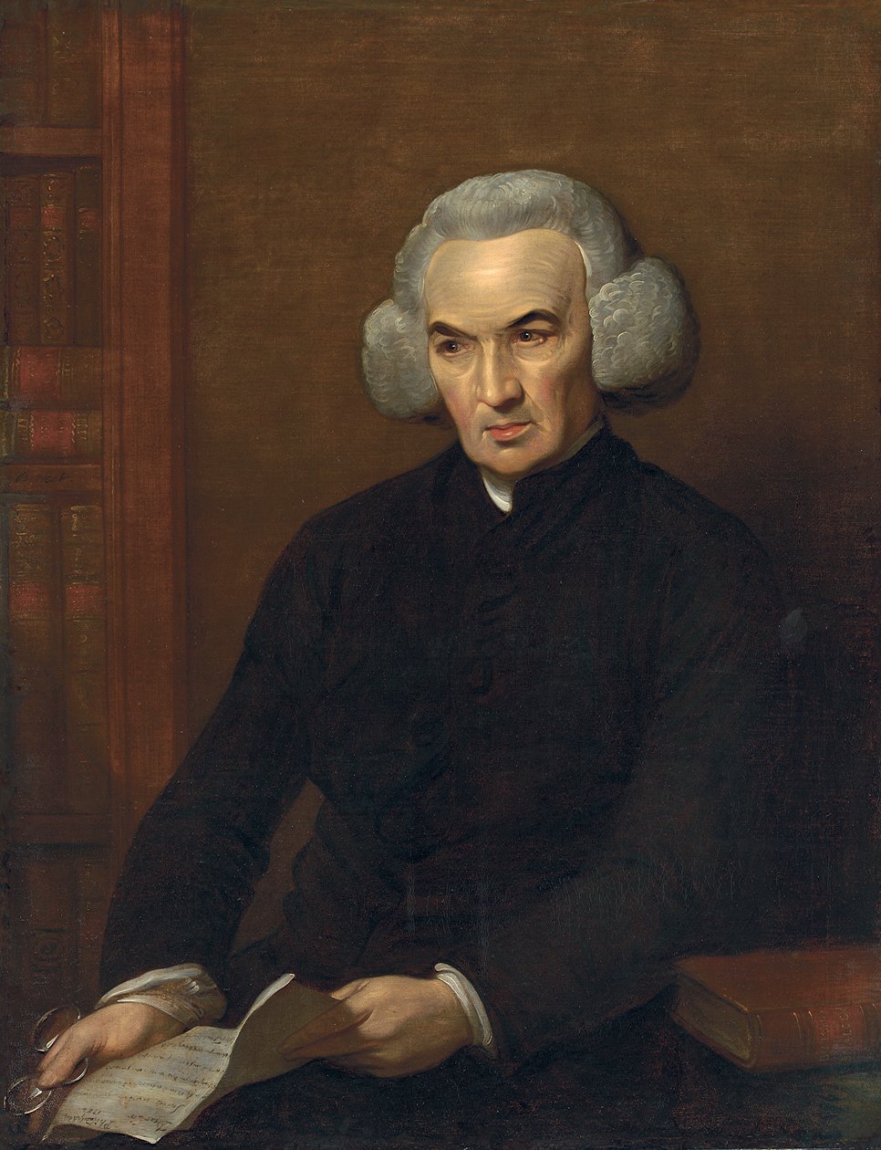 Portræt af Dr. Richard Price, med et brev fra Benjamin Franklin af Benjamin West