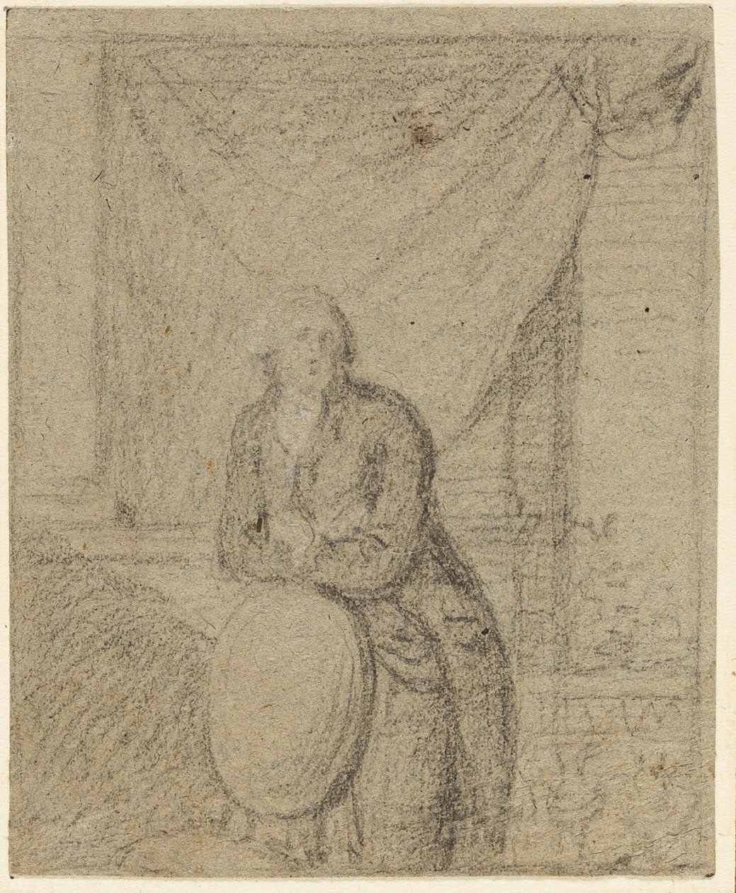 Portræt af en mand, der står foran et vindue af Benjamin West