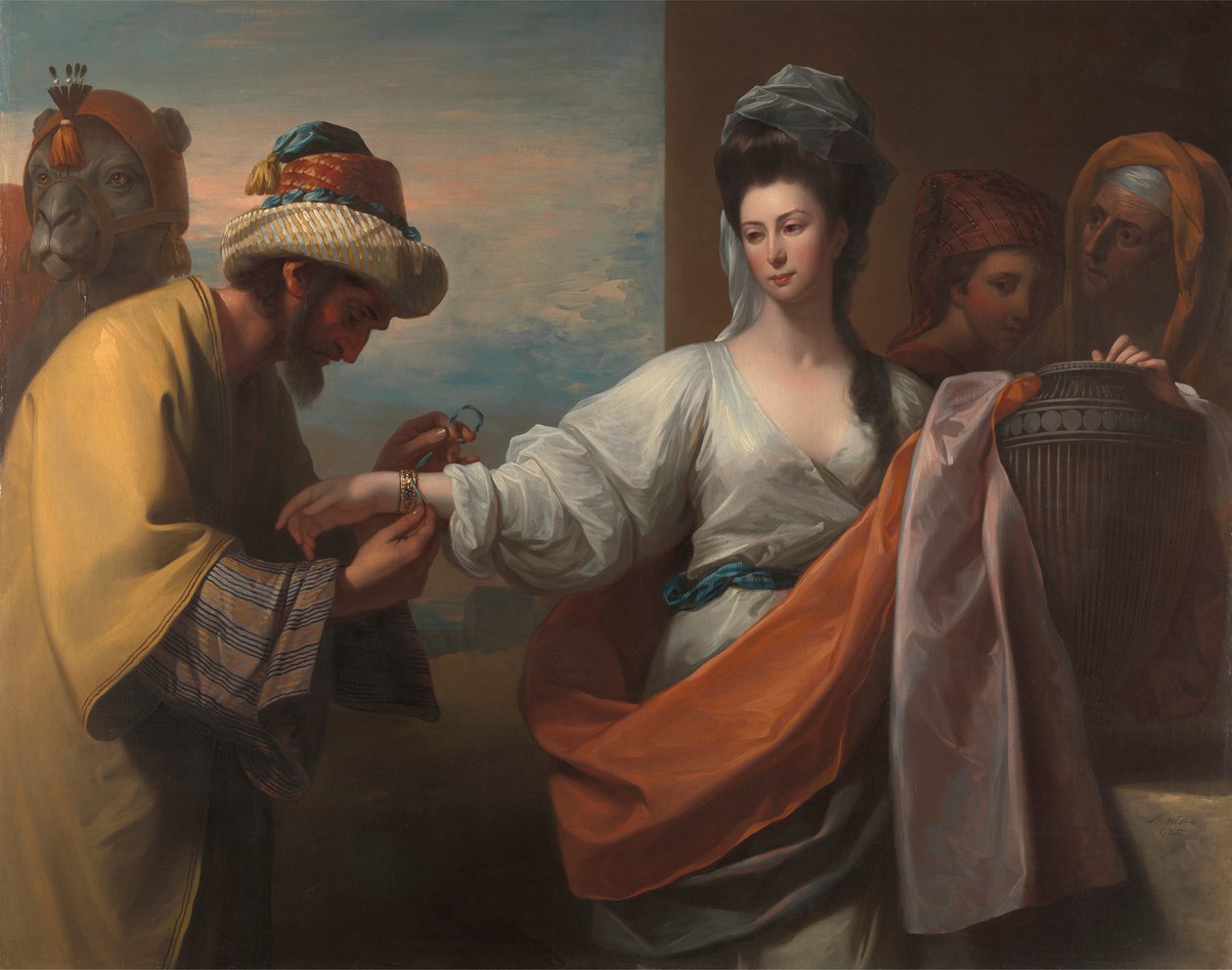 Rebecca modtager armbåndet ved brønden af Benjamin West