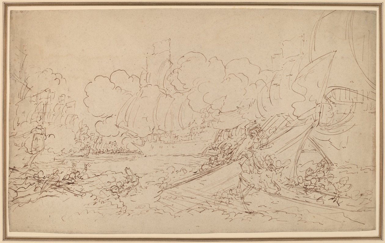 Studie til Slaget ved La Hogue [recto] af Benjamin West