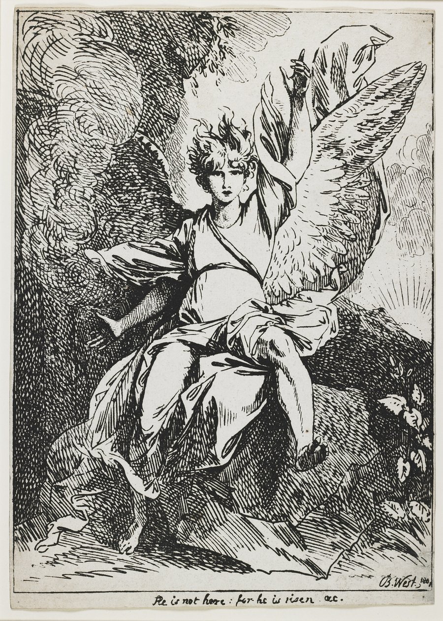 Opstandelsens engel, fra "Eksempler af polyautografi" af Benjamin West