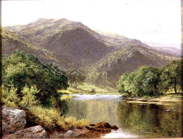 En flod i det nordlige Wales (olie om bord) af Benjamin Williams Leader