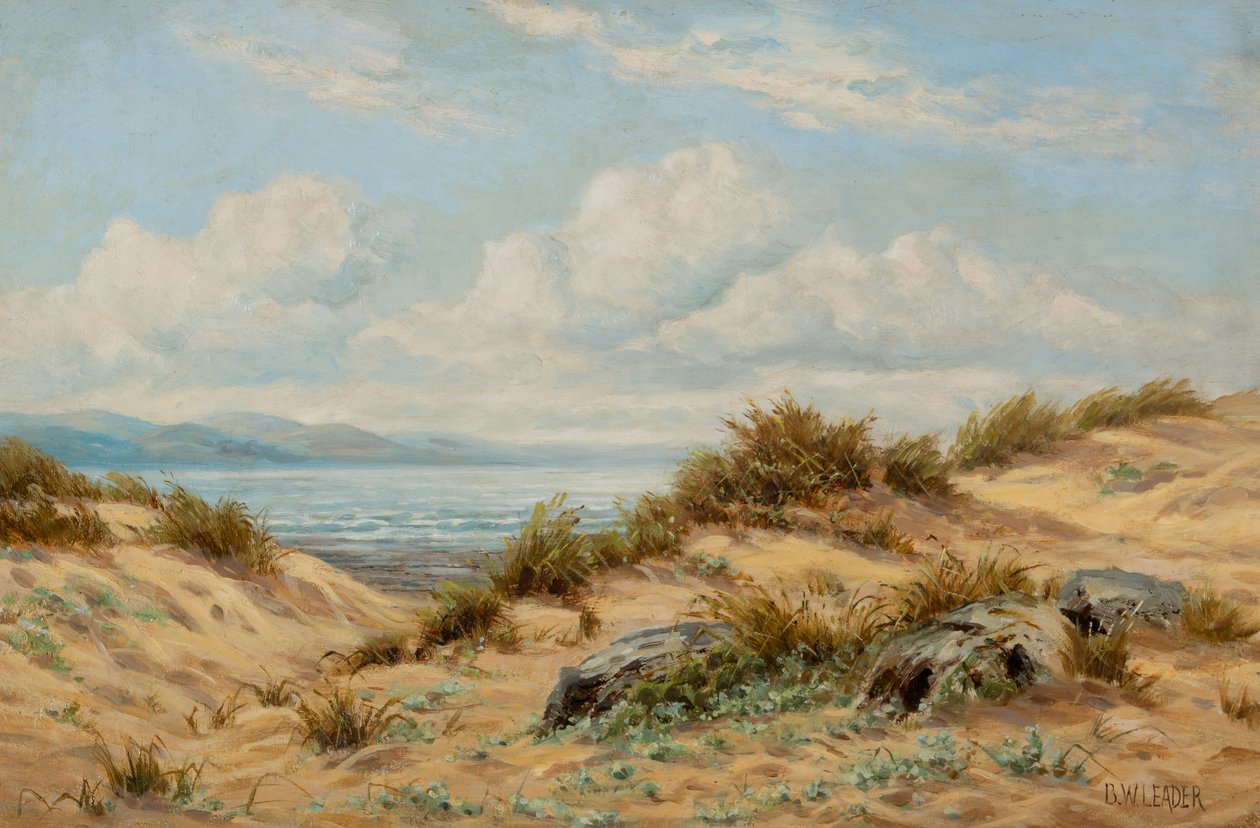 Sandklitter på Conwy (olie på lærred) af Benjamin Williams Leader