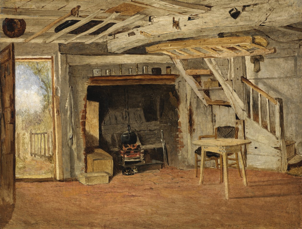 Studie af et sommerhusinteriør, ca. 1869 af Benjamin Williams Leader