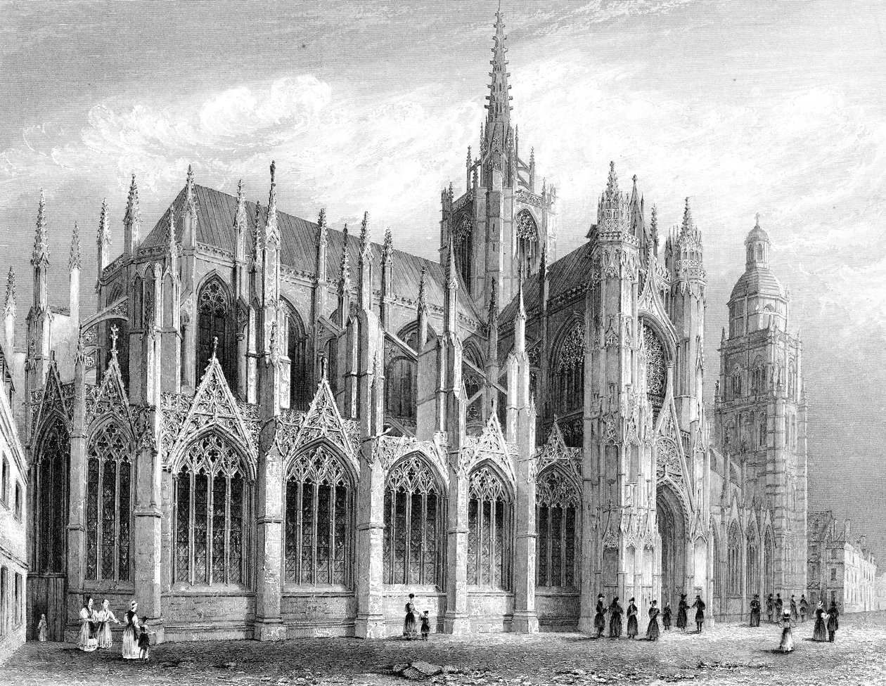Evreux-katedralen, Evreux, Frankrig, 1836. af Benjamin Winkles