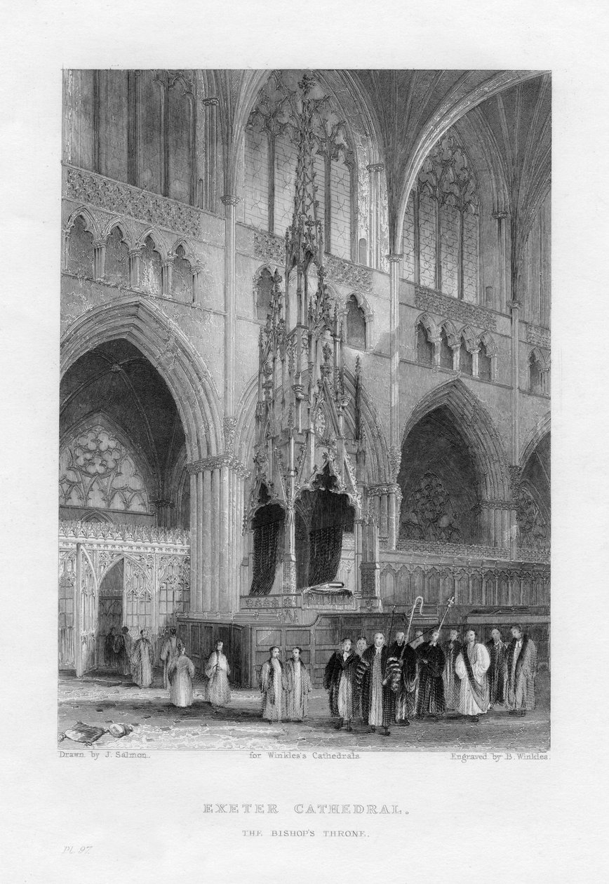 The Bishops Throne, Exeter Cathedral, Devon, c1836-c1842. af Benjamin Winkles