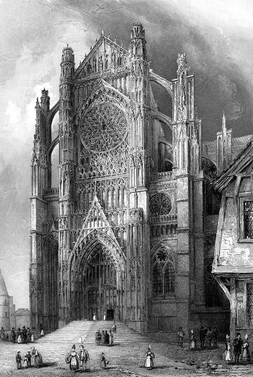 Den sydlige tværarm af Beauvais-katedralen, Frankrig, 1836. af Benjamin Winkles