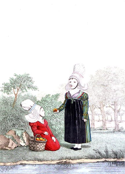 Børn fra Rouen-distriktet i Normandiet, begyndelsen af det 19. århundrede (farvegravering) af Benoit (after) Pecheux