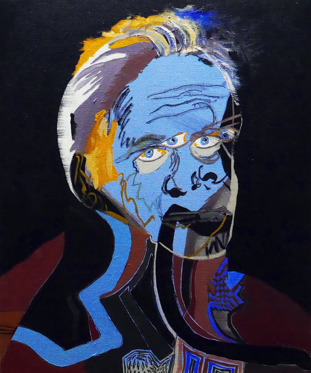 50 store forfattere i historien: Patrick Modiano, 2015 (olie og akryl på lærred) af Benoit Erwann Boucherot