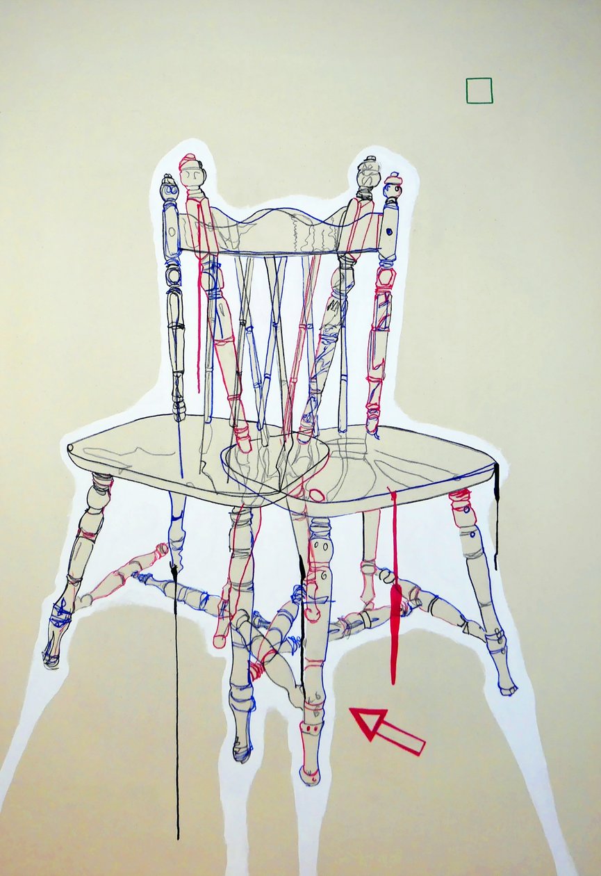Chaise manifeste, 2023 (olie og akryl på blandet lærred) af Benoit Erwann Boucherot