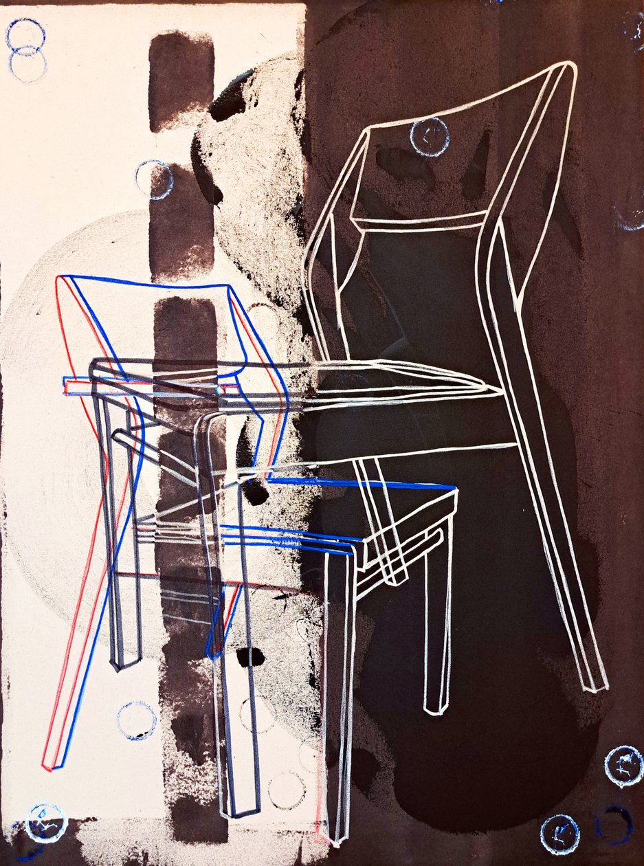 Chaise prototype, efter David Gour, 2023 (olie og akryl på blandet lærred) af Benoit Erwann Boucherot