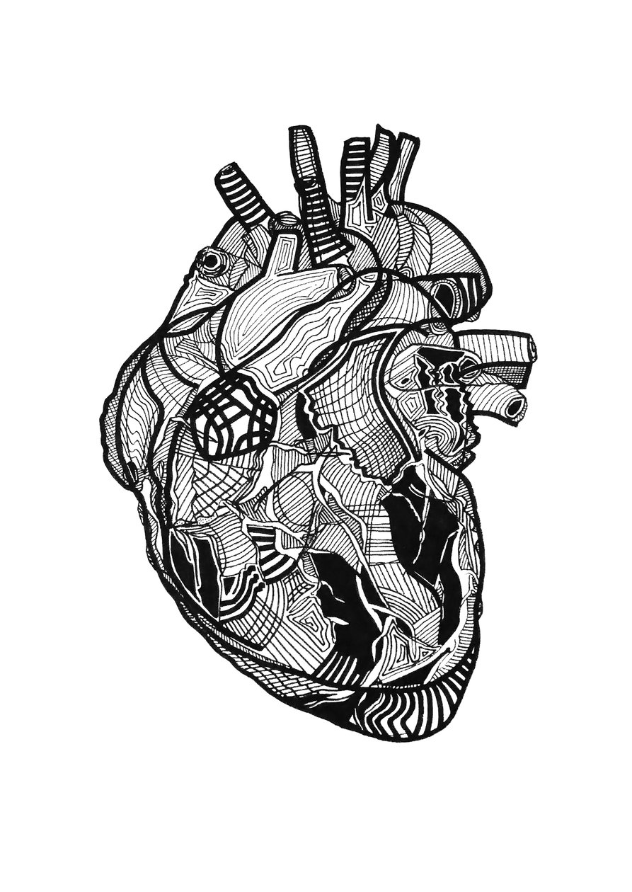 Double coeur, 2019 (blæk på papir) af Benoit Erwann Boucherot