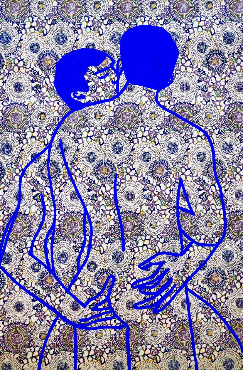 Masculin japonais 11, 2020 (akryl på silketrykt japansk papir) af Benoit Erwann Boucherot