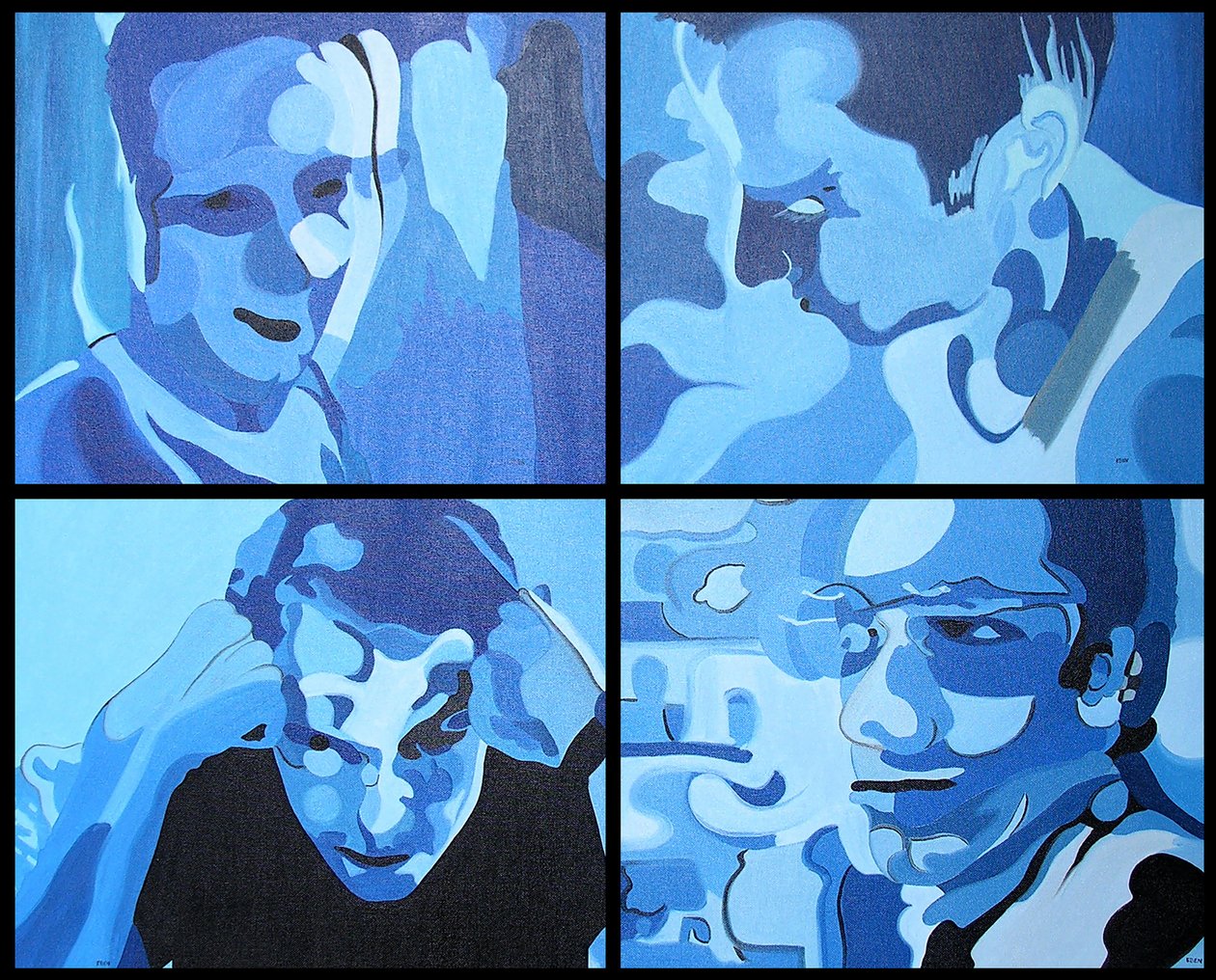 Mission to Mars, 2003 (olie på 4 sidestillede lærreder) af Benoit Erwann Boucherot