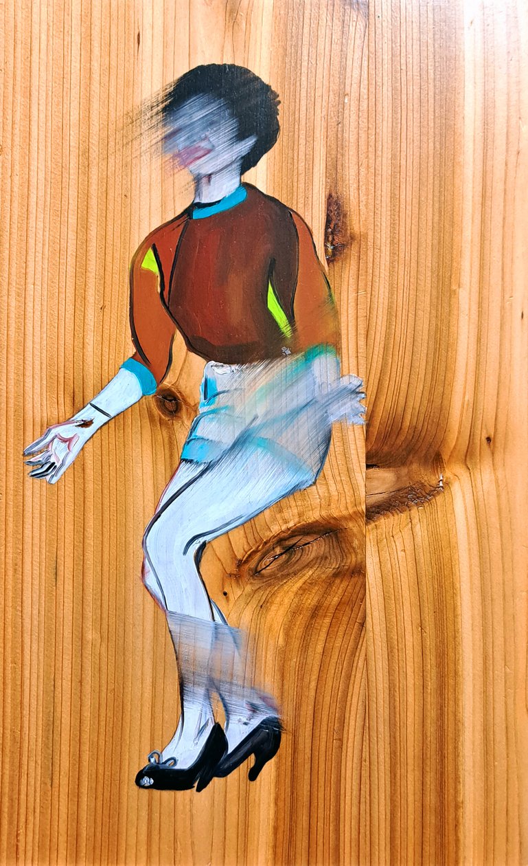 Rose is dancing chachacha, 2023 (olie på fyrretræ) af Benoit Erwann Boucherot