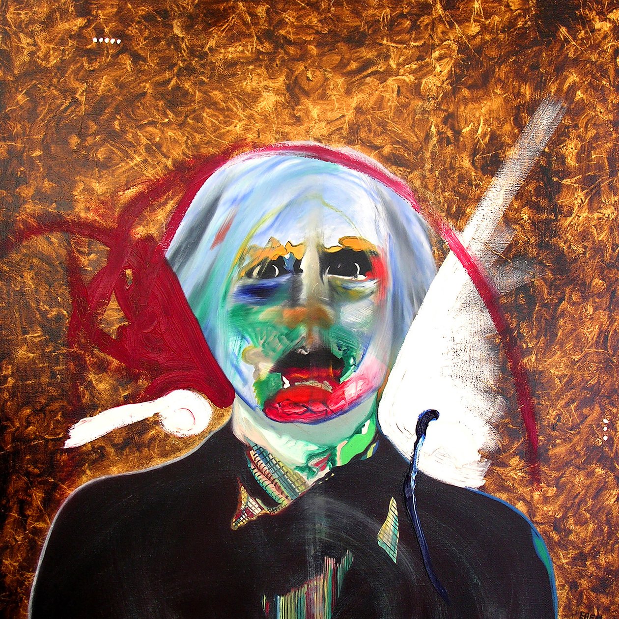 Surportræt : Andy Warhol  Sébastien, 2005 (olie og bladguld på lærred) af Benoit Erwann Boucherot